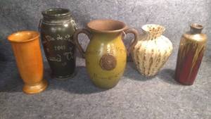lot 312 image: Five Vintage Pottery Vases