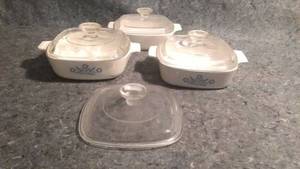 lot 329 image: Three Corning Ware Baking Dishes with Extra Lid