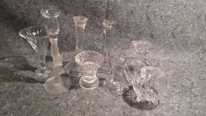 lot 355 image: Lot of Glass and Lead Crystal Candle Holders
