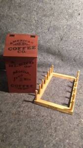lot 365 image: Decorative Wooden Wall Coffee Box with Twine Rack