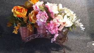 lot 371 image: Cute Triple Pot Faux Floral Arrangement