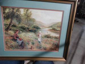 lot 2808 image: Picture of 2 Women Picking Flowers