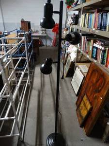 lot 2856 image: 3 Light Black Floor Lamp
