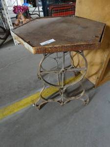 lot 2868 image: Hexagonal Table with Metal Base