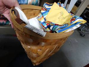 lot 2992 image: Basket of Vintage Kitchen Linens