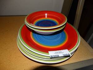 lot 3004 image: Lot of Royal Norfolk Bright Colored Plates and Bowls