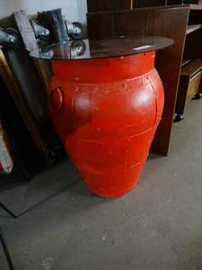 lot 3159 image: Vibrant Red Pot Side Table