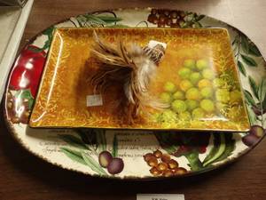 lot 2912 image: Lot of 2 Serving Platters and Wine Cork