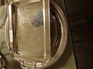 lot 2927 image: Lot of Silver Trays and Serving Dishes