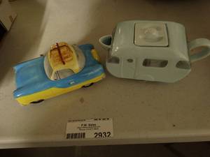 lot 2932 image: Porcelain Camper Teapot and Car Canister