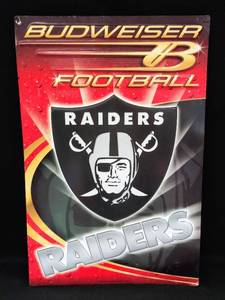 lot 104 image: 2001 Budweiser Oakland Raiders Metal Sign  18.5 x 28