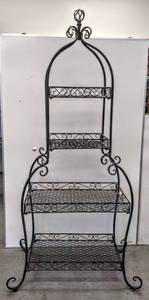 lot 108 image: 64 Tall Ornate Wrought Iron BakersPlanter Rack