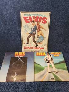 lot 9010 image: Elvis Movie Sign & 2 Albums