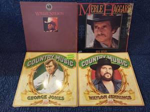 lot 9018 image: Willie Nelson,Merle Haggard,George Jones,and Waylon Jennings Albums