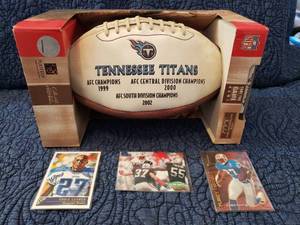 lot 9045 image: Tennessee Titans Signing Ball with 3 Eddie George Cards