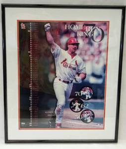 lot 5087 image: Mark McGwire Home Run King  St. Louis Cardinals 1998 Vintage Poster in Frame