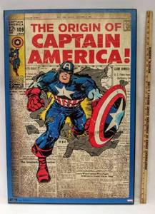 lot 5062 image: Marvel Comics Captain America Wood Wall Decor  24 x 36