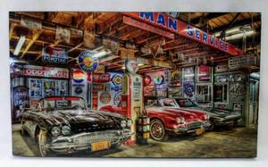 lot 5063 image: Glossy Wood Framed Picture of Old Corvettes  29 x 17  by Photographer Linda Berman