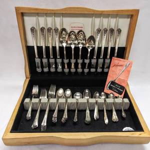 lot 5084 image: 43 Pieces of Holmes & Edwards Spring Garden Silverware & Case with Other Brands of Silverware  68 Total Pieces