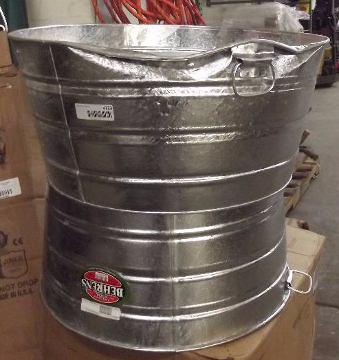 lot 4223 image: Lot of 2 Behrens High Grade Steel Galvanized Hot Dipped Round Tubs