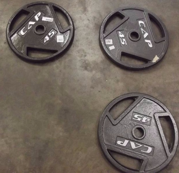 lot 4308 image: NEWLot of 3 Cap 45 lb Weights