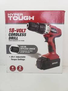 lot 9020 image: Hyper Tough 18-Volt Ni-cad Cordless Drill, AQ75023G