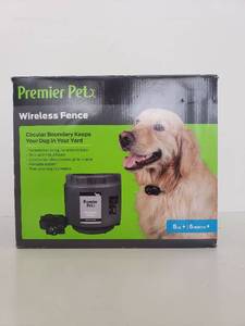 lot 9021 image: Premier Pet Wireless Fence and 50oz Pet Fountain Bundle