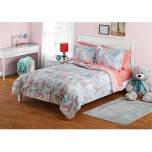 lot 9025 image: Your Zone Paris Bed in a Bag Coordinating Bedding Set