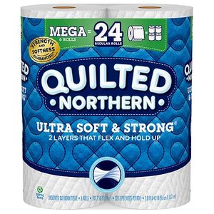 lot 9026 image: Quilted Northern Ultra Soft & Strong Toilet Paper, 6 Mega Rolls ( 24 Regular Rolls)
