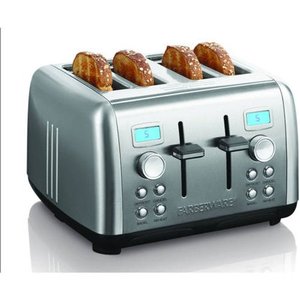 lot 9036 image: Farberware Stainless Steel Dual Control Digital 4 Slice Toaster