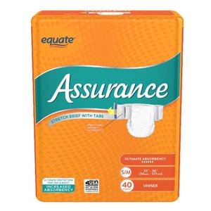 lot 9068 image: Assurance Incontinence Stretch Briefs With Tabs, Unisex, SM, 40 Ct