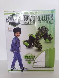 lot 9101 image: MADD GEAR Madd Rollers - Light-Up Heel Skates - Suits Ages 6 - Max Rider Weight 110lbs - 3 Year Manufacturers Warranty - Worlds #1 Pro Scooter Brand - Built to Last Madd Gear Est. 2002