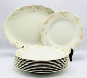 lot 2010 image: 11 piece Lot Antique Johnson Bros England Early 1900s China Plates and Platter Pattern  The Baroda