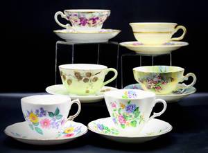lot 2011 image: Vintage Fine China Demitasse Tea Cups and Saucers - 6 Sets