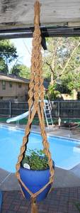 lot 2035 image: Large Vintage Macrame Plant Hanger 81 Long