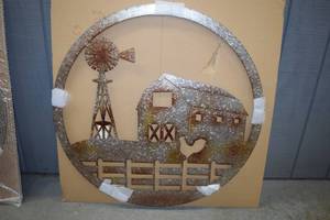 lot 57 image: Regal Art and Gift Circle Barn Diecut Metal Dcor - Galvanized - IndoorOutdoor 35