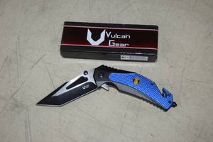 lot 228 image: Vulcan Gear Emergency Service Tactical Rescue Folding Knife Police Blue 3.85 Blade