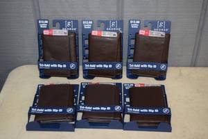 lot 496 image: 6 George Leather Trifold Wallets Brown