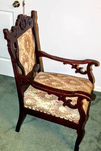 lot 6003 image: Amazing Ornate Antique Upholstered Armchair