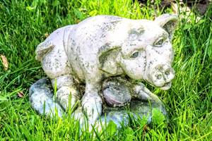 lot 6019 image: Henri Studio Cement Garden Pig Art by Henri Studio 15 x 9 Tall