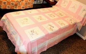 lot 6072 image: VintageAntique Ozark Family Embroidered Pictorial Quilt Tops