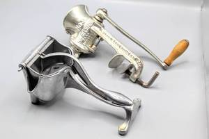 lot 6045 image: Vintage New Standard No. 3 Food Chopper and Vintage Wear-Ever Aluminum Kitchen Hand Press