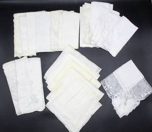 lot 6091 image: 20 AntiqueVintage Hand Embroidered and Handmade Lace Handkerchiefs