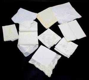 lot 6092 image: 28 AntiqueVintage Hand Embroidered and Handmade Lace Handkerchiefs