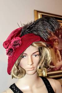 lot 6123 image: (2) Vintage Crushed Velvet Velour Womens Hats including Jean Sutton