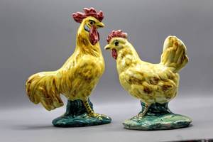 lot 6188 image: Vintage Stangl Rooster and Hen #3445 & #3446