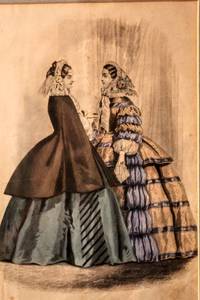lot 6137 image: Antique Home Magazine Print March 1858, Professionally Double Matted and Framed, Hand-painted with Watercolors