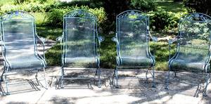 lot 6027 image: Set of 4 Matching Wrought Iron Patio Chairs and Side Table