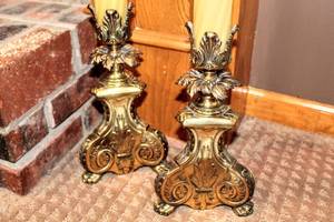 lot 5995 image: Vintage Cambridge Lamp Candlesticks Beautifully Detailed with Claw Feet, 12 Tall x 6 Wide