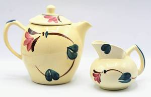 lot 6172 image: Pottery Teapot and Creamer